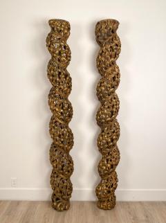Circa 1700 Baroque Gilt Columns Spain Spanish Colonial A Pair - 2021618