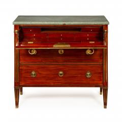 Circa 1790 Swedish Gustavian Marble Top Mahogany Desk Commode Chest - 4416693