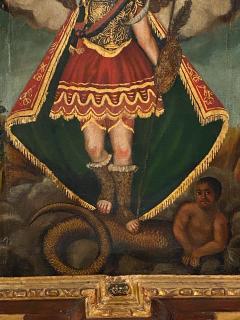 Circa 1800 Spanish Colonial Painting of Archangel Demon - 2019397