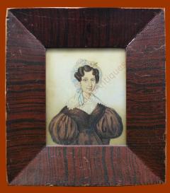 Circa 1825 Folk Portrait in Paint Decorated Frame - 2749427