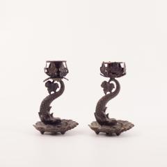 Circa 1830 Baroque Dolphin Candlesticks France A Pair - 2251593