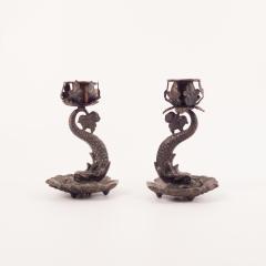 Circa 1830 Baroque Dolphin Candlesticks France A Pair - 2251594