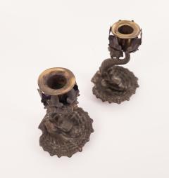 Circa 1830 Baroque Dolphin Candlesticks France A Pair - 2251600