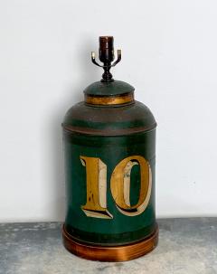 Circa 1840 Large Green Tole Tea Canister Lamp - 2284767