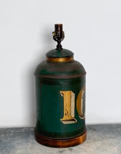 Circa 1840 Large Green Tole Tea Canister Lamp - 2284768