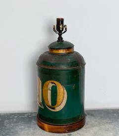 Circa 1840 Large Green Tole Tea Canister Lamp - 2284769