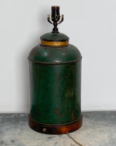 Circa 1840 Large Green Tole Tea Canister Lamp - 2284770