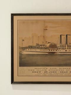 Circa 1877 Currier Ives Lithograph of the Steam Ship Drew American - 1805036