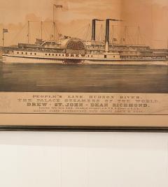 Circa 1877 Currier Ives Lithograph of the Steam Ship Drew American - 1805038