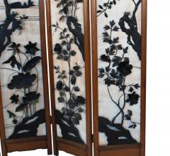 Circa 1880 4 Panel Screen with Iron Decoration China - 1817649