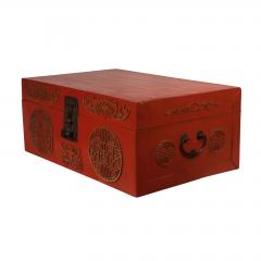 Circa 1880 Chinese Export Red Leather Trunk - 2260823