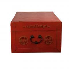Circa 1880 Chinese Export Red Leather Trunk - 2260824
