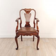 Circa 1880 George II Style Walnut Armchair England - 3619572