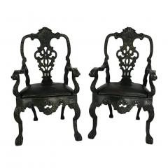 Circa 1900 Baroque Revival Green Armchairs Portugal A Pair - 1862858