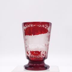 Circa 1900 Bohemian Engraved Ruby Flashed Glass Vase - 2300031