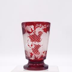 Circa 1900 Bohemian Engraved Ruby Flashed Glass Vase - 2300032