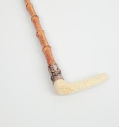 Circa 1900 Bone and Silver Bamboo Riding Crop England - 2213722