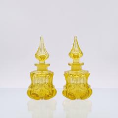 Circa 1900 French Yellow Glass Perfume Bottles A Pair - 2299929