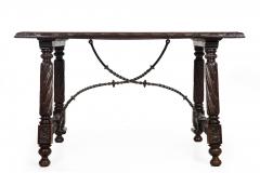 Circa 1900 Gothic Revival Antique Carved Walnut Library Table - 4501030