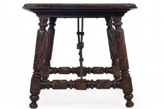 Circa 1900 Gothic Revival Antique Carved Walnut Library Table - 4501031