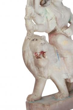 Circa 1900 Marble Statue of a Deity Riding a Lion India - 2134215