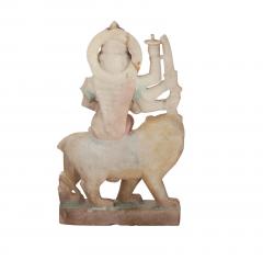 Circa 1900 Marble Statue of a Deity Riding a Lion India - 2134217