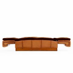 Circa 1920 Art Deco Modular Cognac Leather Chaise Lounge with Velvet Cushions - 4581445