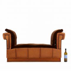 Circa 1920 Art Deco Modular Cognac Leather Chaise Lounge with Velvet Cushions - 4581447