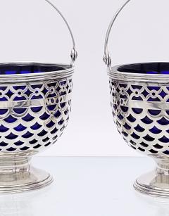 Circa 1920 Vintage Sterling Cobalt Lined Tiffany Baskets A Pair - 2246969