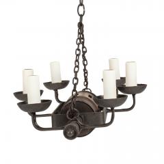 Circa 1930 1959 Rustic French Iron and Wooden Chandelier - 3669938