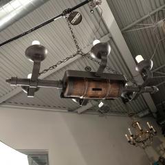 Circa 1930 1959 Rustic French Iron and Wooden Chandelier - 3669943