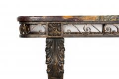Circa 1930s Art Deco Wrought Iron Marble Console Pier Table - 4502472
