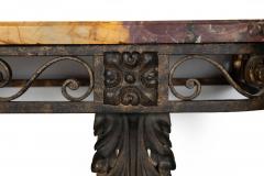 Circa 1930s Art Deco Wrought Iron Marble Console Pier Table - 4502475