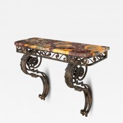 Circa 1930s Art Deco Wrought Iron Marble Console Pier Table - 4504303