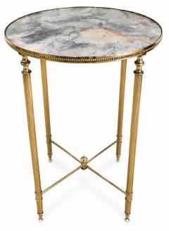 Circa 1940 French Neo classical brass drinks table with eglomise glass - 4752326