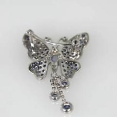 Circa 1960 Sapphire 2 Carat Butterfly brooch pendant 18K White Gold - 3455127