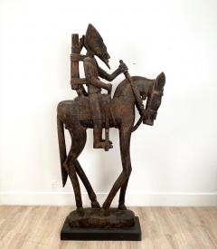 Circa 1980 Wood Carving of a Horse and Rider Africa - 2079731