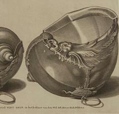 Circa 19th Century Baroque Sea Shell Drinking Cups Engraving - 1849695