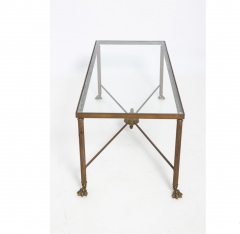 Circa 20th century Brass cocktail table with claw feet and new glass top - 1254717