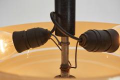 Circular Glass Ceiling Light with Chromed Metal and Ebonised Wood Europe 1930s - 4138235