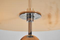 Circular Glass Ceiling Light with Chromed Metal and Ebonised Wood Europe 1930s - 4138238