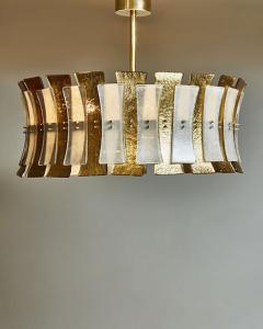 Circular Murano Glass Chandelier with Gold Accents - 4730798
