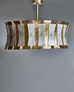Circular Murano Glass Chandelier with Gold Accents - 4730803