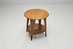 Circular Oak Coffee Table With Wicker Legs Europe 20th Century - 3612654