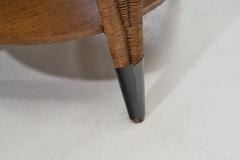 Circular Oak Coffee Table With Wicker Legs Europe 20th Century - 3612659