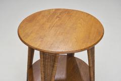 Circular Oak Coffee Table With Wicker Legs Europe 20th Century - 3612660