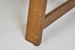 Circular Solid Wood Table with Cross Stretchers Europe ca 1960s - 3367094