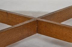 Circular Solid Wood Table with Cross Stretchers Europe ca 1960s - 3367095