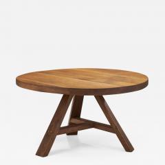 Circular Wood Coffee Table with Tripod Legs Europe ca 1950s - 2725789