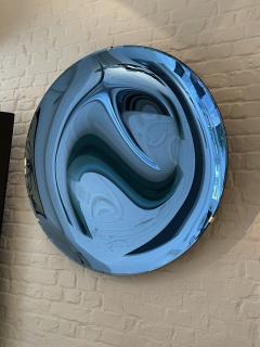 Circular concave blue mirrored wall piece - 2655422